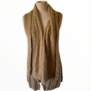 Sunny Leigh brown faux feather sleeveless‎ cardigan